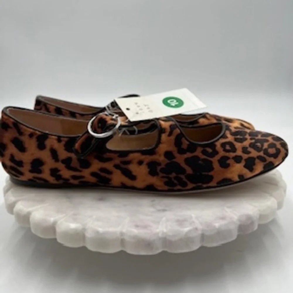 A New Day Womens Leopard Print Crisscross Mary Jane Flats Size‎ 10 NEW